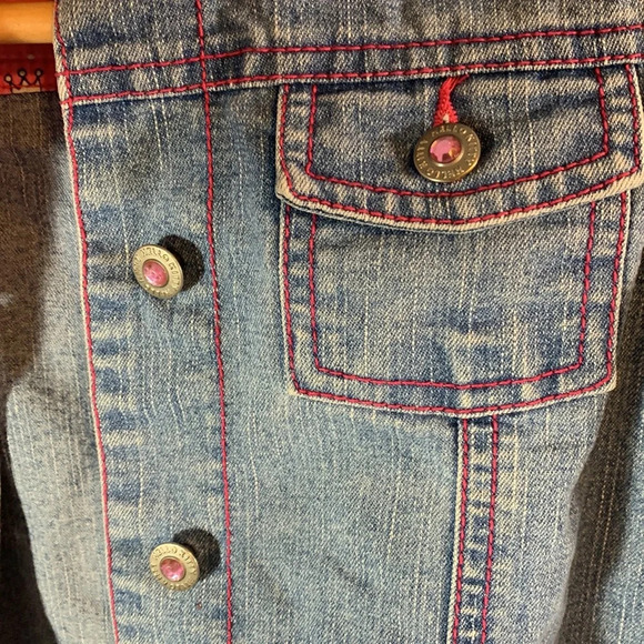 Hello kitty Sanrio girls size 6 studded sparkle jean jacket pink collar glitzy - Picture 5 of 7